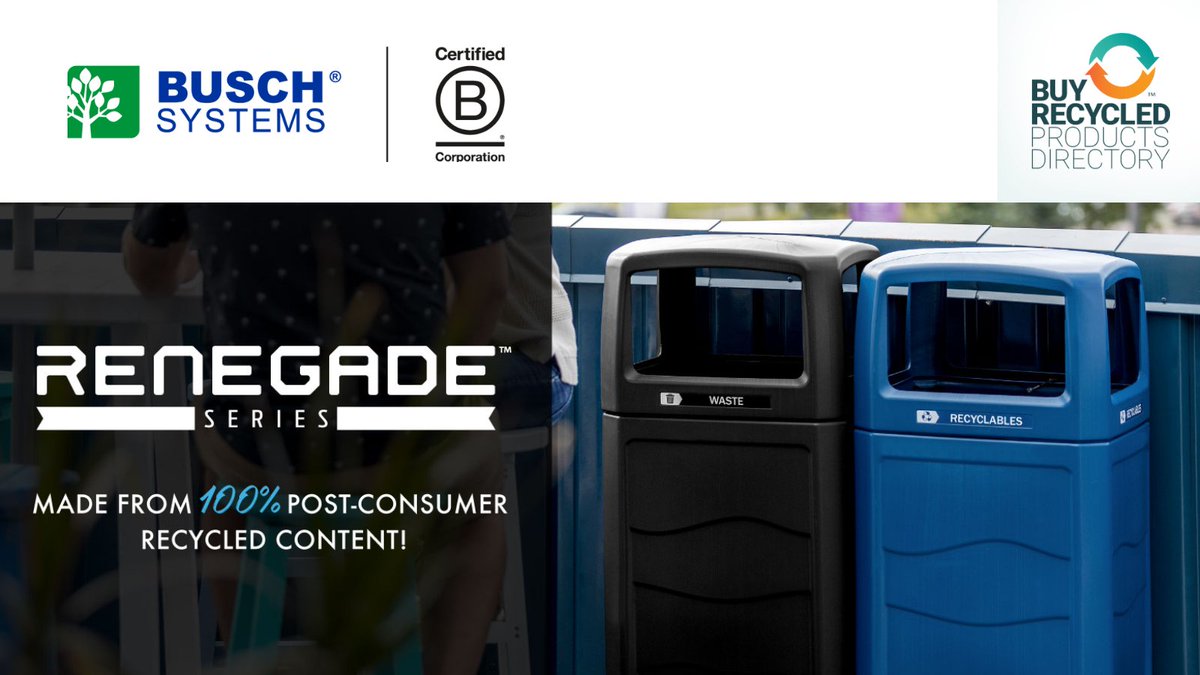 Stina_Inc's tweet photo. Shoutout to📣@BuschSystems for using 100% post-consumer resin (PCR) in their waste and recycling containers.👏 👏👏 Support the #CircularEconomy using Renegade Series.  https://t.co/eqY1hFsxA6 #closetheloop #Sustainability #recycling #buyrecycled https://t.co/gwKSwI1Xhu