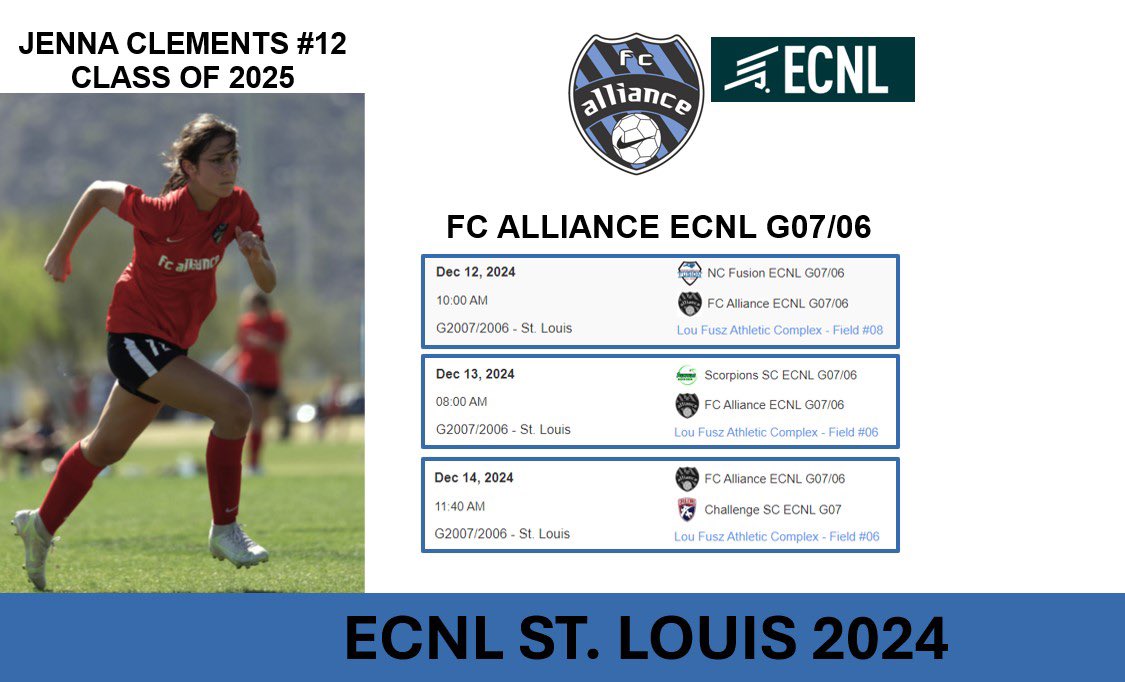 Looking forward to competing this weekend at #ECNL St. Louis

Come watch me play if you are still looking for 2025s

#UNCOMMITTED #OutsideBack #WingMidfielder #workrate #effort <a href="/fca07g/">FC Alliance 07G ECNL</a> <a href="/FCAECNL/">FC Alliance Girls ECNL</a> <a href="/defriese_laban/">laban sam defriese</a> <a href="/FrankeDelgado20/">Frankie Delgado</a>