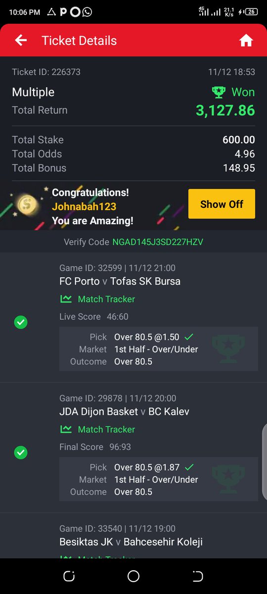 I was broke but sporty came through for me