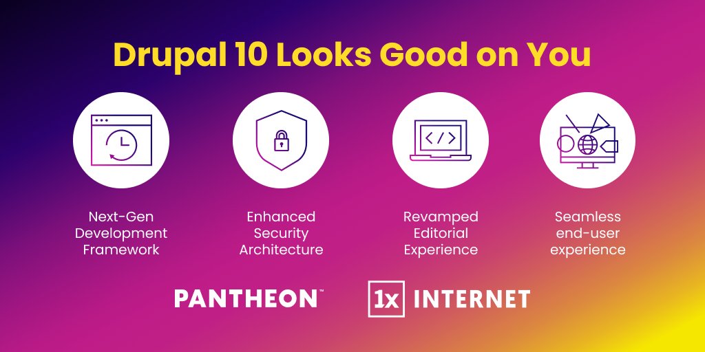 Pantheon (@getpantheon) on Twitter photo 25 days, 600 hours, 36,000 minutes.
That’s your deadline to move off #D7. To make the switch easier, we’re partnering with <a href="/1xINTERNET/">1xINTERNET</a> to offer a preconfigured, feature-rich, fully managed #Drupal 10 CMS.
Details below 👇
ow.ly/Uyyy50U77XP 25 days, 600 hours, 36,000 minutes.
That’s your deadline to move off #D7. To make the switch easier, we’re partnering with <a href="/1xINTERNET/">1xINTERNET</a> to offer a preconfigured, feature-rich, fully managed #Drupal 10 CMS.
Details below 👇
ow.ly/Uyyy50U77XP