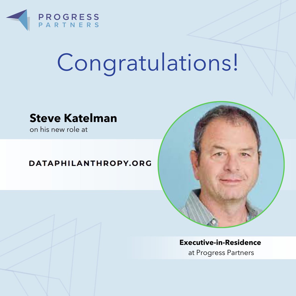 The Progress Partners team is thrilled to congratulate our EIR Steve Katelman on his new role at DataPhilanthropy.Org! We couldn't be happier to be a part of your professional journey! 💡