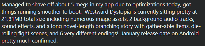 Facebook memories sometimes make me feel old! 10 years ago I finished optimizing my first Android app, Westward Dystopia. Anyone remember when it was a big deal to shave off 5 megs from your app? I do! The book is available on my Patreon if you're interested. Link in profile.