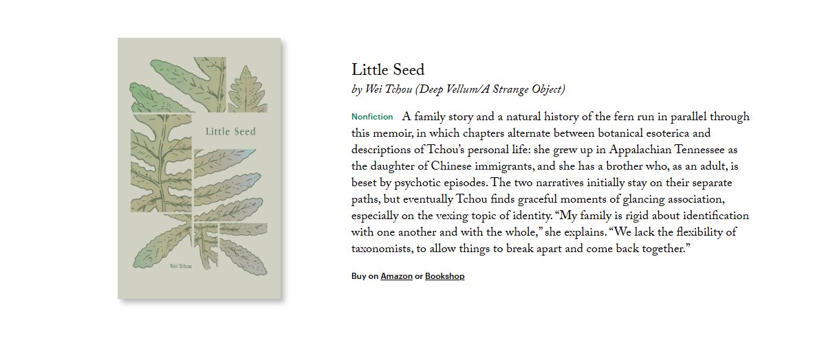 We could not be more thrilled to see that LITTLE SEED, the tender and wonderous memoir by <a href="/weitchou/">Wei Tchou</a>, is one  of The <a href="/NewYorker/">The New Yorker</a>'s Best Books of 2024!