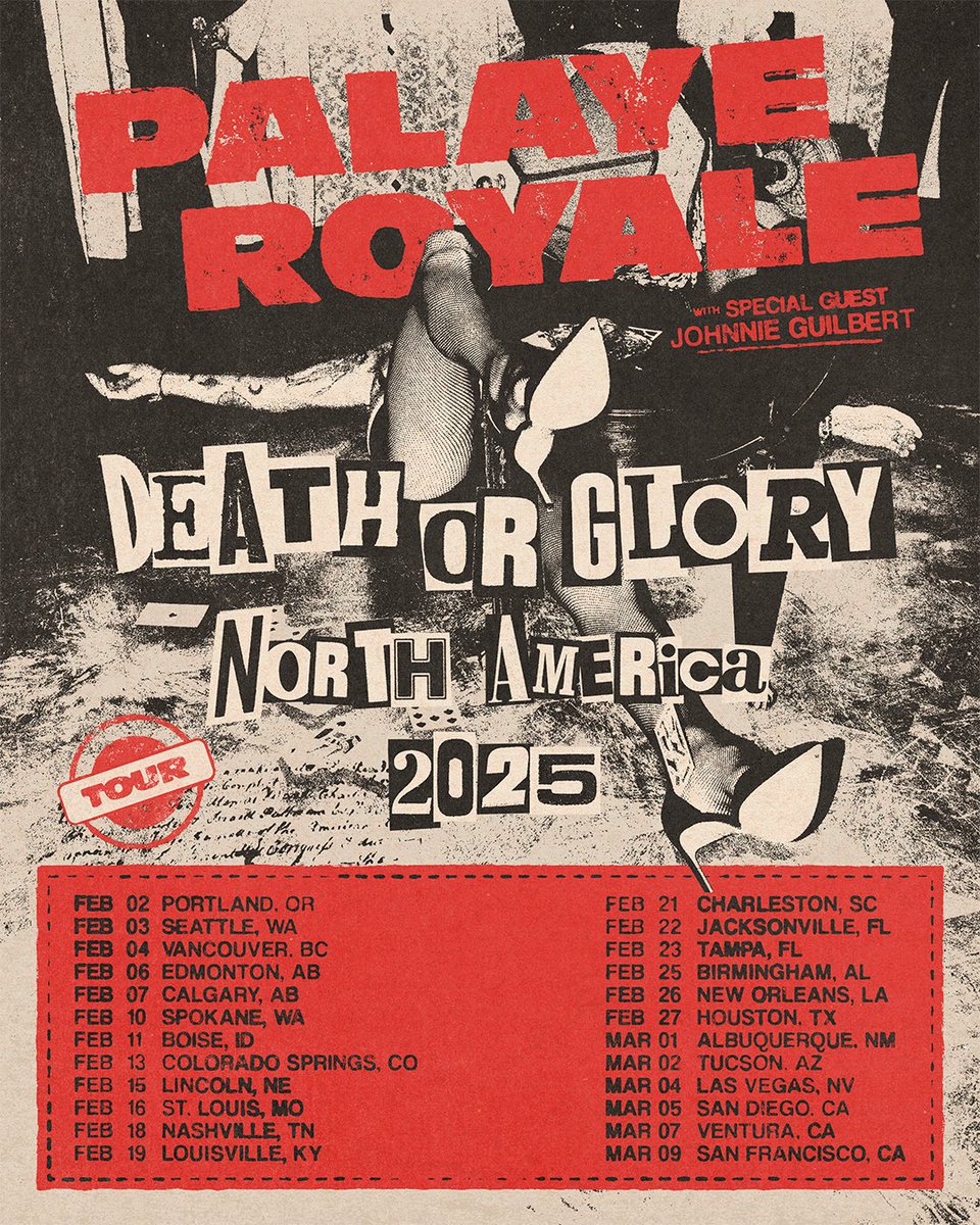 JohnnieGuilbert's tweet photo. I’m going on tour with @PalayeRoyale Presale tickets for death or glory tour are live now https://t.co/WsfvkaJ6dh https://t.co/7TNJuKSSRv