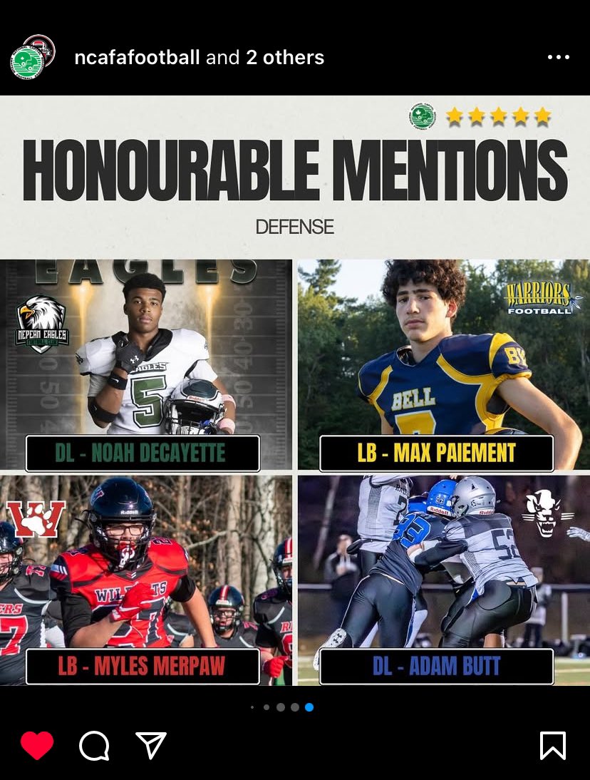 Honourable mention NCAFA All-Stars