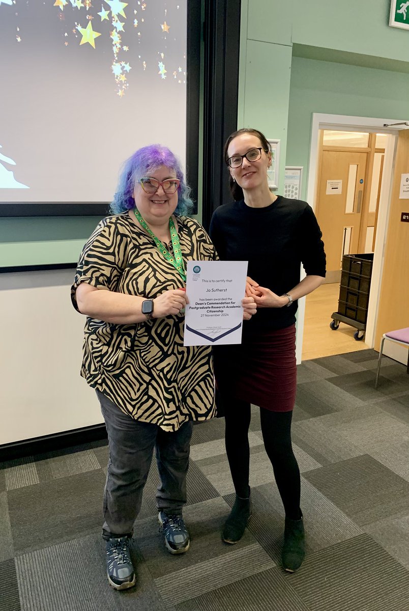 JoSutherst's tweet photo. Thrilled to have collected my Dean’s Commendation for PGR Academic Citizenship on Monday. This was presented by the Dean of @ExeterDoctoral , Professor Stacey Hind. I would like to thank those who nominated me.  I am so blessed and grateful to be recognised in this way. https://t.co/XjA9I2fgyY