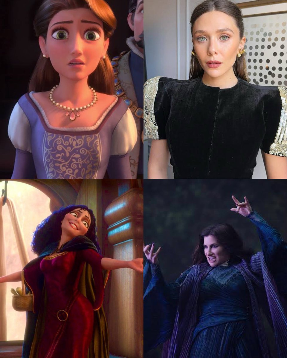 itsjustanx's tweet photo. I don’t know about Rapunzel and Flynn, but Elizabeth Olsen as Queen Arianna and Kathryn Hahn as Mother Gothel? OH ABSOLUTELY. https://t.co/2MRq930RhS