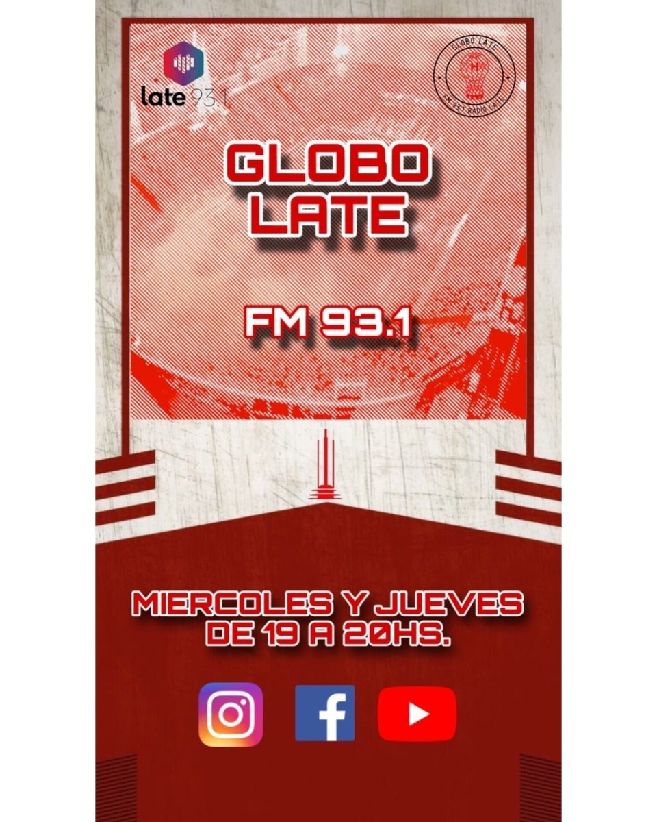 globo_late's tweet photo. Miercoles 19hs @globo_late X FM 93.1 @late931oficial toda la actualidad del @cahuracan en un solo dial #Instagram #facebook #youtube #Quema #quemeros #globo llegamos al final del torneo y se viene la final soñada frente a @Velez https://t.co/C3bqPCU6Cd