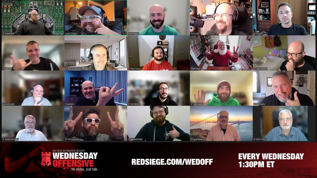 Red Siege Information Security (@redsiege) on Twitter photo We appreciate the conversation brought to the group this week by <a href="/cstraynor/">Chris Traynor</a> ! Thank you again for always sharing your stories, knowledge and insight!
One more WEDOFF to go before we take our Holiday Break for 2024, so make sure you join us next week!
#hacking #Infosec We appreciate the conversation brought to the group this week by <a href="/cstraynor/">Chris Traynor</a> ! Thank you again for always sharing your stories, knowledge and insight!
One more WEDOFF to go before we take our Holiday Break for 2024, so make sure you join us next week!
#hacking #Infosec