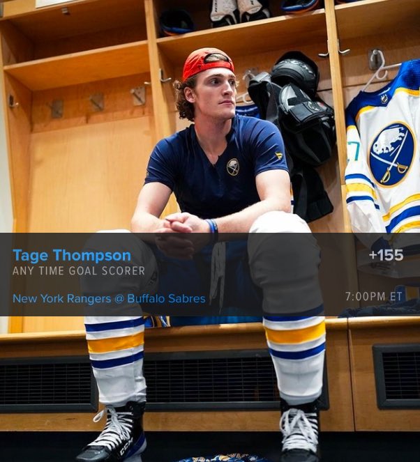 12.11.24🎅

Pick Of The Day 
Collab w/ <a href="/jnukesprops/">jnukesprops</a> 
#NHL Player Prop 
+135 Odds / #DraftKings 

• Tage Thompson {BUF} Anytime Goal

• Covered 3/L5 Games
• Covered in 3/L5 Home Games 
• 56% cover rate this season 
• NYR Ranks 31st in Goals Vs C’s

#SabreHood #GamblingX