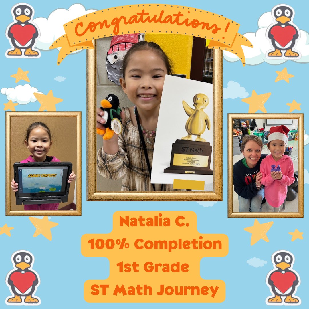 VERY proud of this little <a href="/NISDChumbley/">Chumbley Elementary School</a> Champion! She is the 1st Champion to complete her STMath grade level journey! She earned a goodie bag, an announcement spot, &amp; a Jiji penguin key chain! Thank you to <a href="/RobinBartel/">Robin Bartel</a> for special printing a Jiji trophy! <a href="/MINDEduOrg/">MIND Education | Creators of ST Math</a> <a href="/NISDElemMath/">NISD Elementary Math</a>