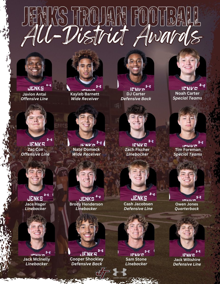 JenksTrojanFootball (@jenksfootball) on Twitter photo Congratulations to the Jenks Trojans selected for the 2024 6A-1 District 1 Awards 👏
#homeofchampions
<a href="/Antai2Javion/">Javion Antai</a> <a href="/kaylebbarnett3/">flashpt2⚡️</a> <a href="/Dj2coldd/">Dj</a> <a href="/noah_carter83/">Noah Carter 4.5 ⭐️K</a> <a href="/zac_cox61/">Zac Cox</a> <a href="/natedomeck11/">Nate Domeck</a> <a href="/ZachFischer28/">Zach Fischer</a> <a href="/HagerJace/">Jace Hager</a> <a href="/jacobsen_cash/">Cash Jacobsen</a> <a href="/BrodyHenderson_/">Brody Henderson</a> <a href="/JonesOwen17/">Owen Jones</a> <a href="/JackMcinelly/">Jack McInelly</a> Congratulations to the Jenks Trojans selected for the 2024 6A-1 District 1 Awards 👏
#homeofchampions
<a href="/Antai2Javion/">Javion Antai</a> <a href="/kaylebbarnett3/">flashpt2⚡️</a> <a href="/Dj2coldd/">Dj</a> <a href="/noah_carter83/">Noah Carter 4.5 ⭐️K</a> <a href="/zac_cox61/">Zac Cox</a> <a href="/natedomeck11/">Nate Domeck</a> <a href="/ZachFischer28/">Zach Fischer</a> <a href="/HagerJace/">Jace Hager</a> <a href="/jacobsen_cash/">Cash Jacobsen</a> <a href="/BrodyHenderson_/">Brody Henderson</a> <a href="/JonesOwen17/">Owen Jones</a> <a href="/JackMcinelly/">Jack McInelly</a>