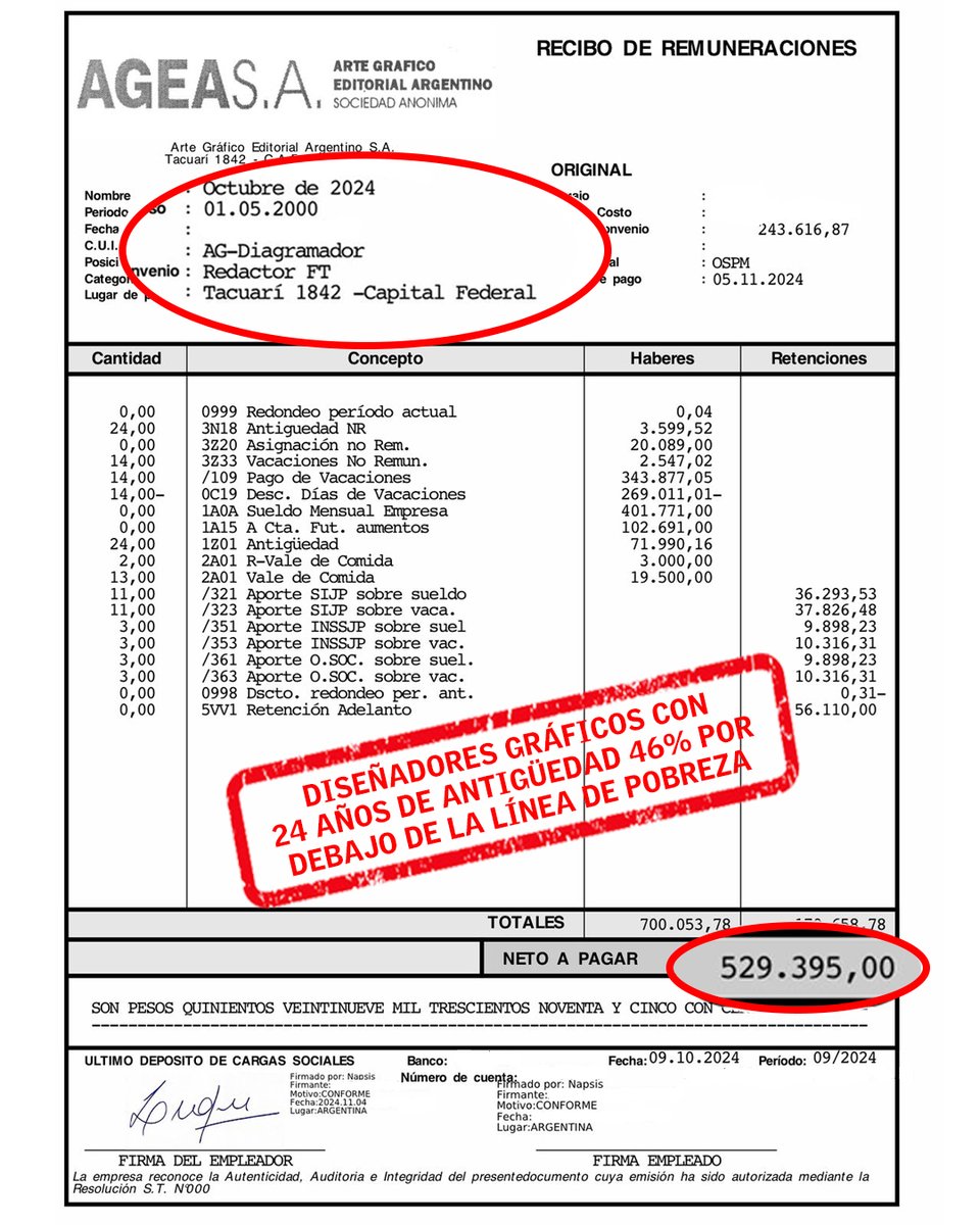 Diseñador gráfico con 24 años de antigüedad: $529.395