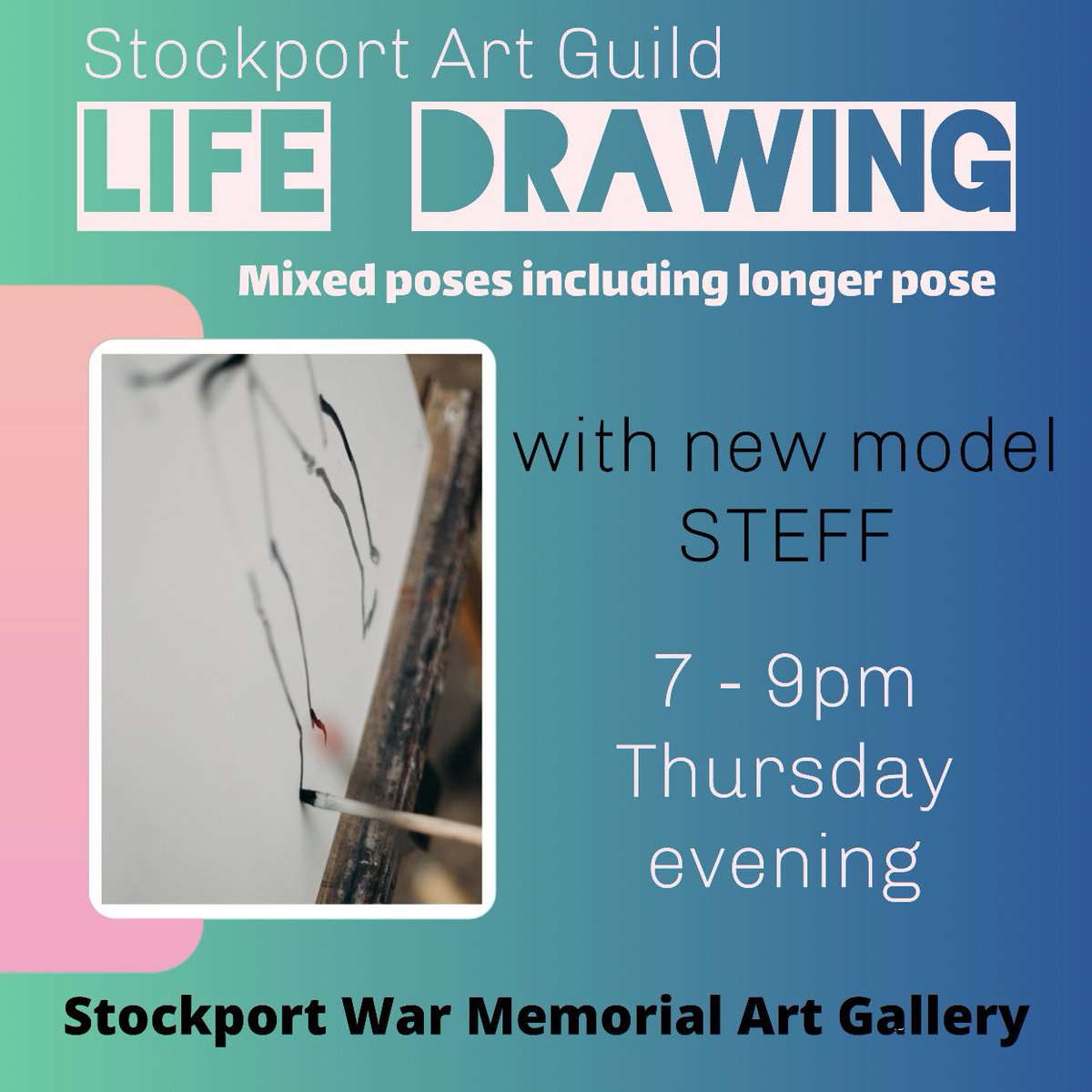 🎨 Join us Thursday night from 7pm for <a href="/StkptArtGuild/">Stockport Art Guild</a> life drawing with new model Steff! 
Mixed poses including longer pose.
 🖌️
#stockportartguild

This is the last life session for 2024. Our life sessions will resume on 9th January.