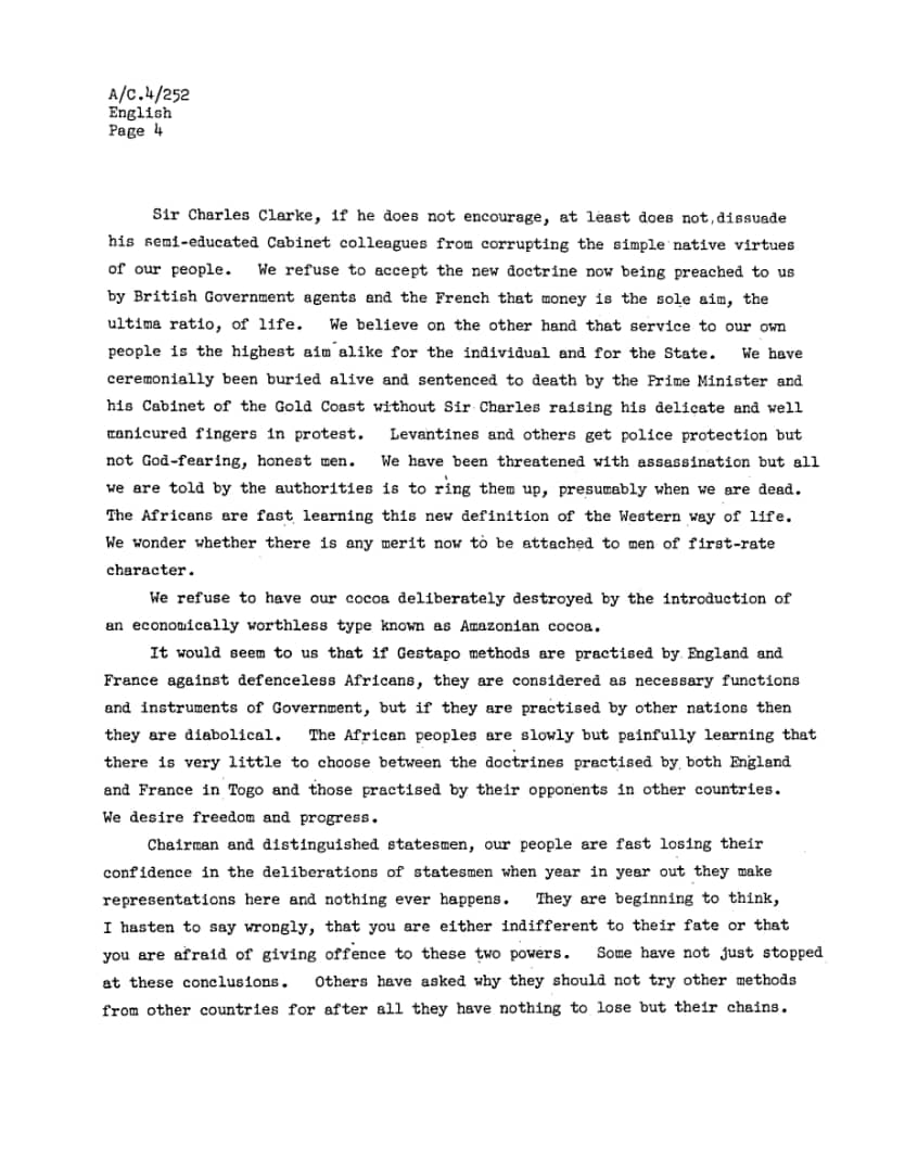 HSGF_WTL's tweet photo. @UNGeneva But ours was negotiated against us. Only the interest of Britain and Dr. Kwame Nkrumah was prioritized not even a thought was given to the report by Mr. Terazi one of the mission to Togoland nor the brilliant submission by Dr. R. Armattoe at the UN 4th committee. https://t.co/eLCDeuNJ6g