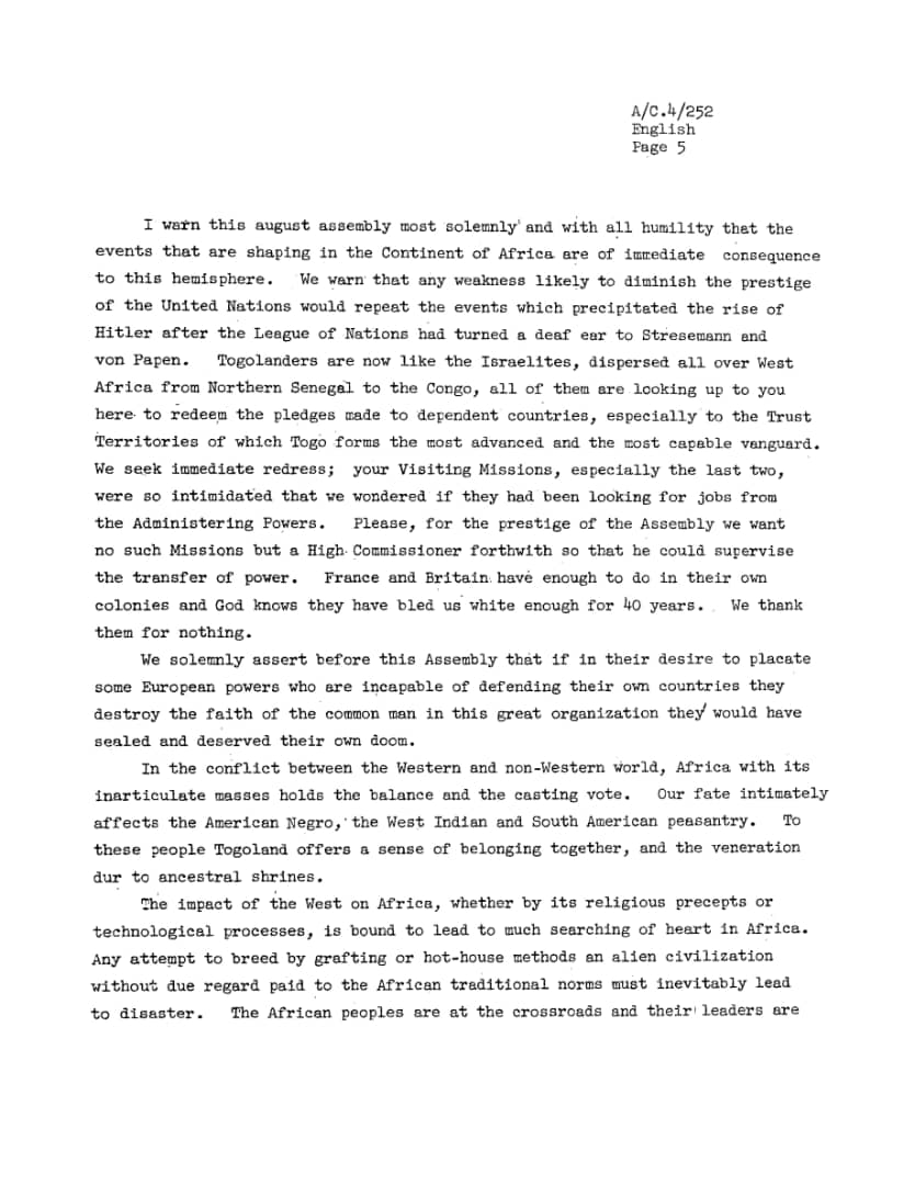 HSGF_WTL's tweet photo. @UNGeneva But ours was negotiated against us. Only the interest of Britain and Dr. Kwame Nkrumah was prioritized not even a thought was given to the report by Mr. Terazi one of the mission to Togoland nor the brilliant submission by Dr. R. Armattoe at the UN 4th committee. https://t.co/eLCDeuNJ6g