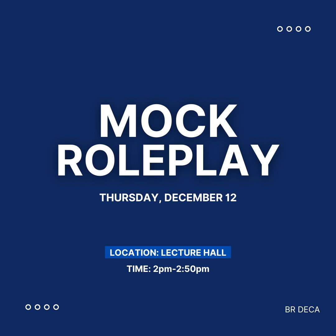 Mock Roleplays, Tomorrow in the Lecture Hall!