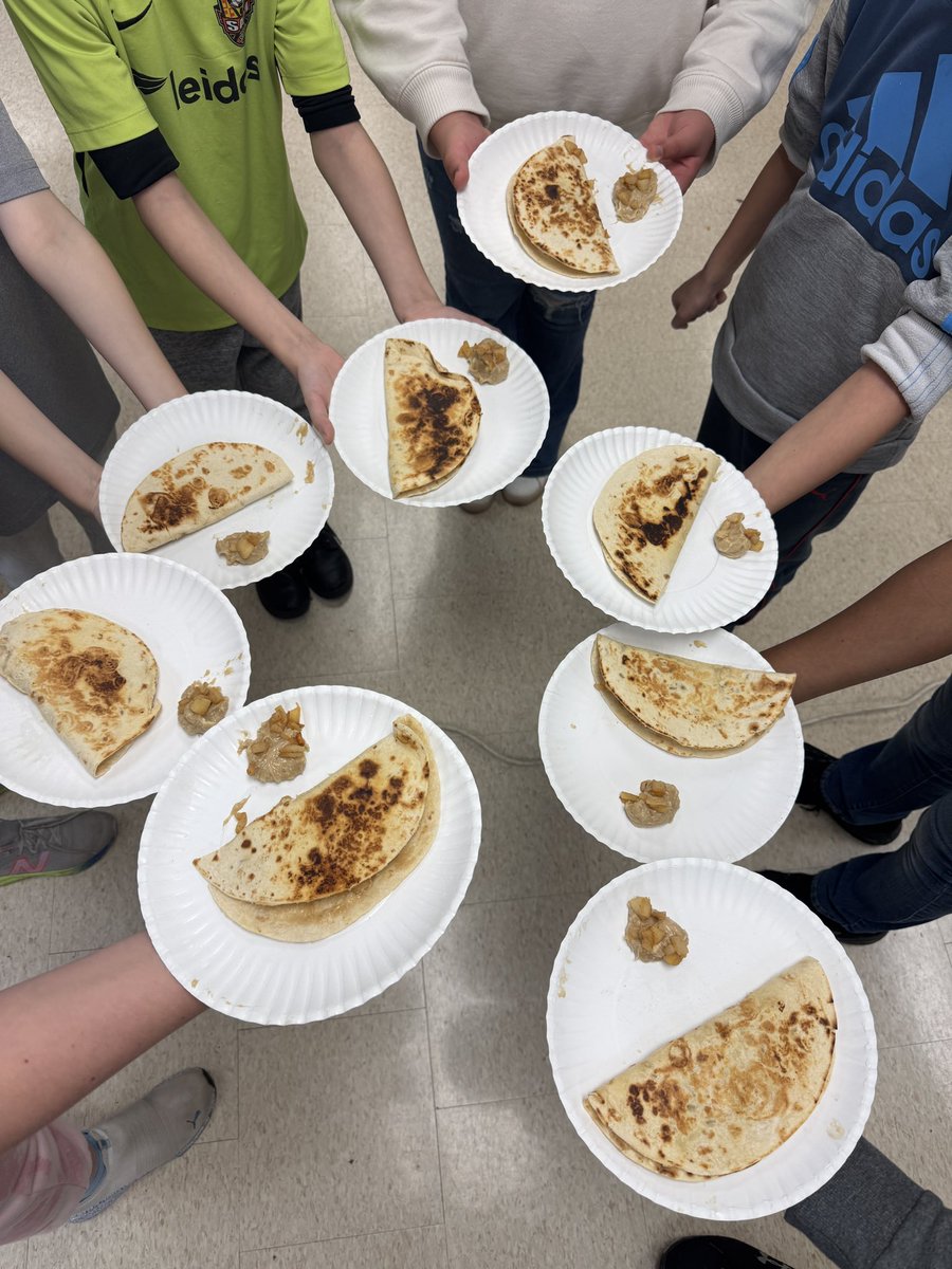 Making Apple Cheesecake Quesadillas with our after school International Cuisine Club!