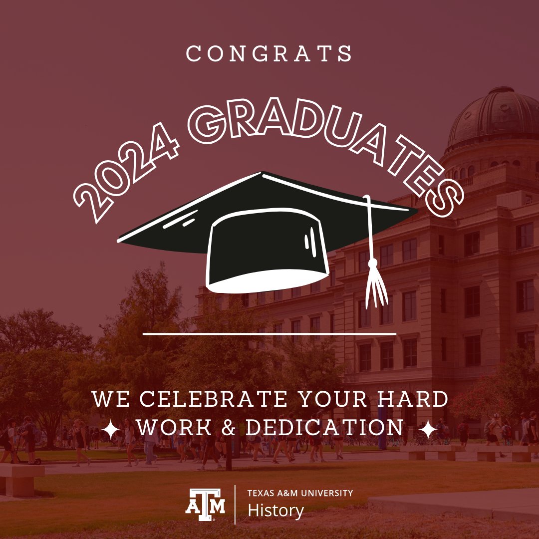 historyTAMU's tweet image. Congrats to our 35 historians earning their degrees and walking the stage this week! We couldn't be prouder of you! 🎓 #tamuhistory #gigem #2024graduate