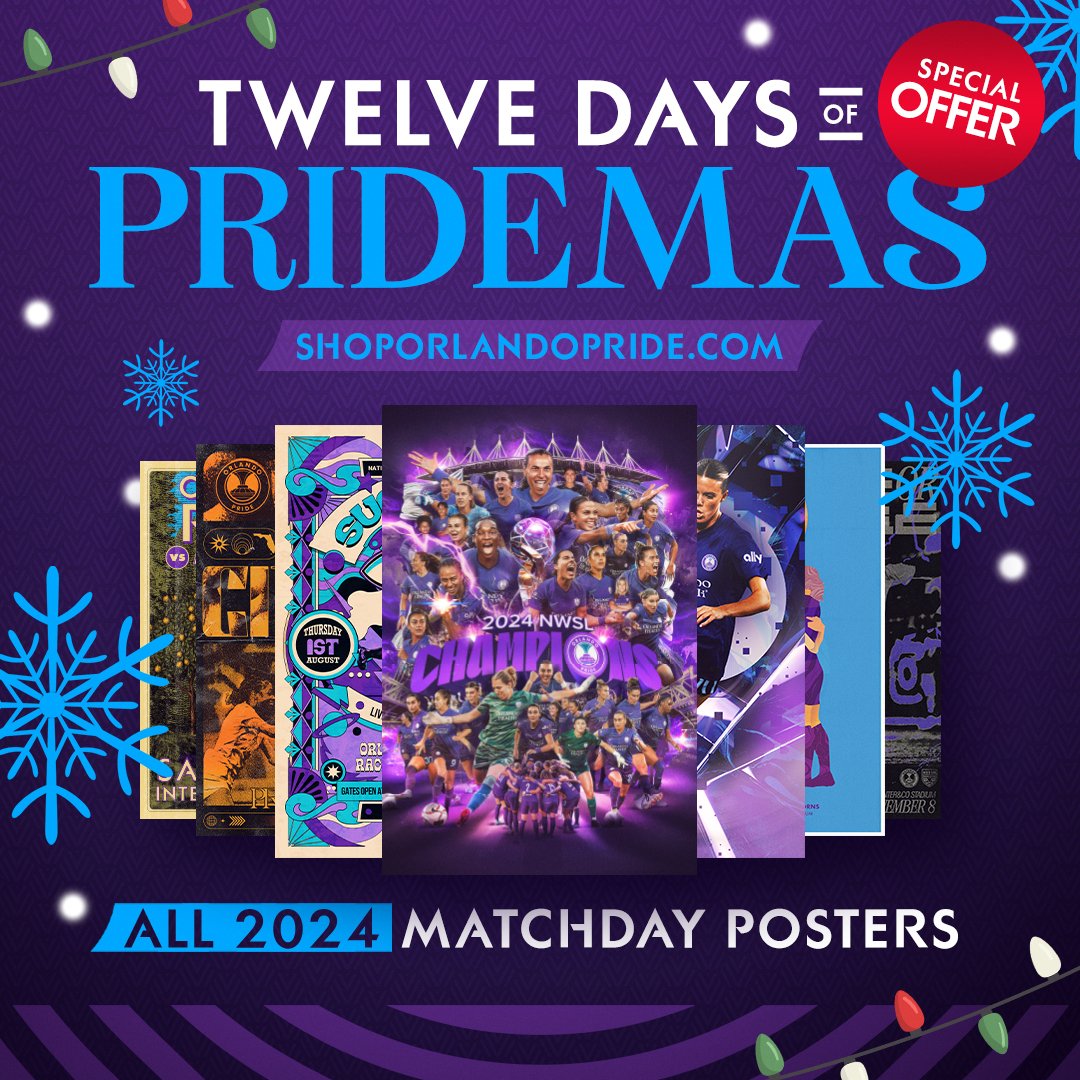 ShopORLPride's tweet image. 🎶 On the eighth day of Pridemas the Pride gave to me: $50 2024 Matchday Poster Collection
🛍️ shoporlandopride.com/collections/20…