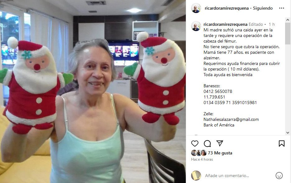 Letralia (@letralia) on Twitter photo Se requieren fondos para operar a la madre de nuestro amigo y colaborador Ricardo Ramírez Requena <a href="/maqroll30/">Ricardo Ramírez Requena</a>.
Puedes ayudar con dinero o con difusión.
Banesco:
0412 5650078
11.739.651
0134 0359 71 3591015981
Zelle:
Nathaliesalazarra@gmail.com
Bank of América Se requieren fondos para operar a la madre de nuestro amigo y colaborador Ricardo Ramírez Requena <a href="/maqroll30/">Ricardo Ramírez Requena</a>.
Puedes ayudar con dinero o con difusión.
Banesco:
0412 5650078
11.739.651
0134 0359 71 3591015981
Zelle:
Nathaliesalazarra@gmail.com
Bank of América
