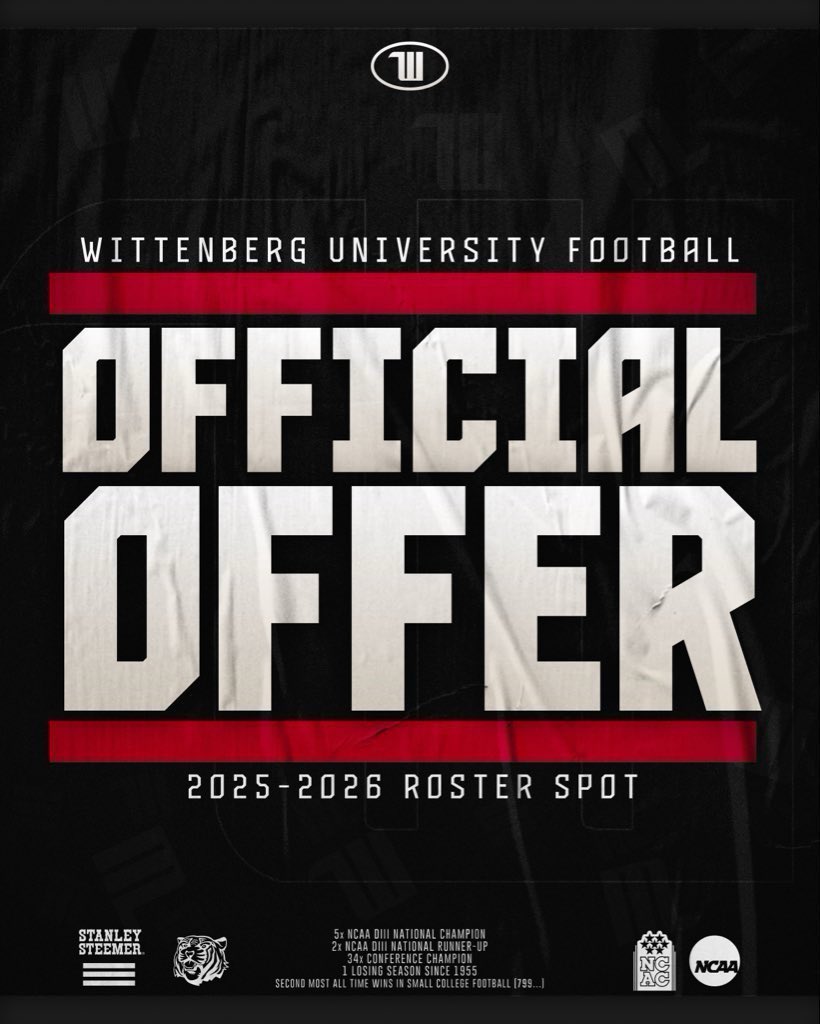 Jneal_2025 (@jah_2025) on Twitter photo after a amazing visit and conversations with <a href="/JimCollins_FB/">Jim Collins</a> i’m excited to announce my 3rd offer to Wittenburg University 💜 #GoTigers after a amazing visit and conversations with <a href="/JimCollins_FB/">Jim Collins</a> i’m excited to announce my 3rd offer to Wittenburg University 💜 #GoTigers