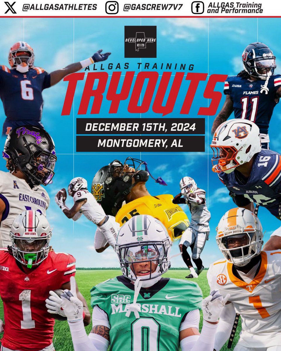 ALLGASATHLETES's tweet photo. Our Annual 7v7 Tryouts are this Sunday, Registration and location info are located at the link in the bio. See you there this Sunday! Thanks for the YEARS of Support! #GASCREW7V7 https://t.co/xKsZrRF7nw