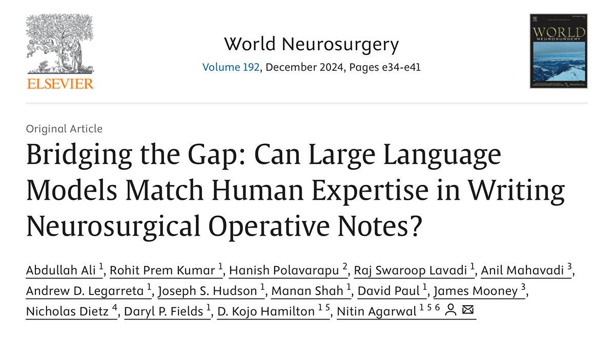 Congratulations to <a href="/NitinAgarwalMD/">Nitin Agarwal, M.D.</a> and fellow authors on having their recent <a href="/WorldNeurosurg/">World Neurosurgery Journal</a> article selected as an Editor's Choice pick for the journal's December issue. bit.ly/4ixURvG <a href="/Rohit_PremKumar/">Rohit Prem Kumar</a> <a href="/RajLavadi/">Raj Lavadi</a> <a href="/adlegarreta/">Andrew Legarreta</a> <a href="/js_hudson/">Joseph Hudson</a> <a href="/UPMCPhysicianEd/">UPMC Physician Resources</a> <a href="/PittTweet/">University of Pittsburgh</a>