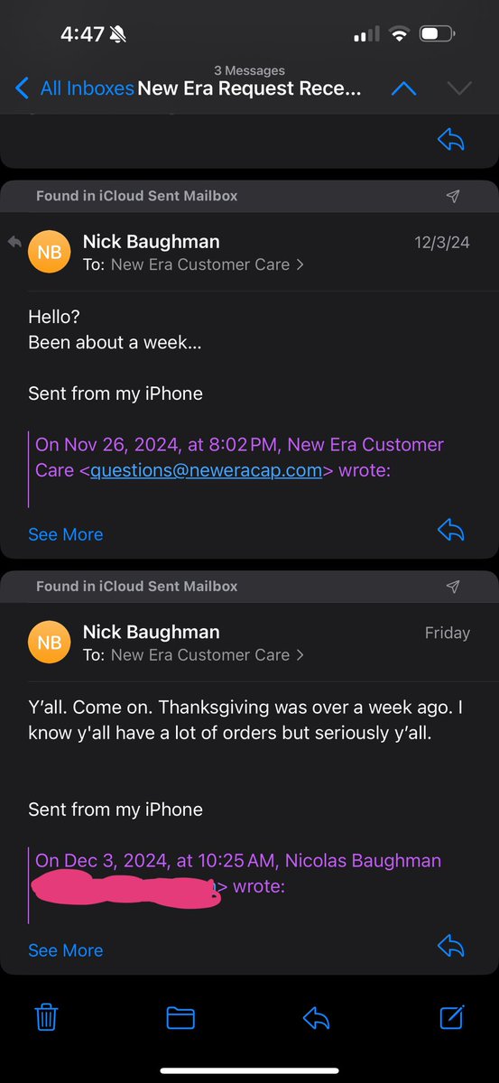njbman2011's tweet photo. @NewEraCap It’s just a missing hat but it’s been since 11/26. I don’t want to just do a refund bc it was on sale—I just want the hat lol. This order contained 20 hats, so I’m not even mad it wasn’t in there. But I am getting aggravated at the continued lack of response. https://t.co/oggwWKizTp