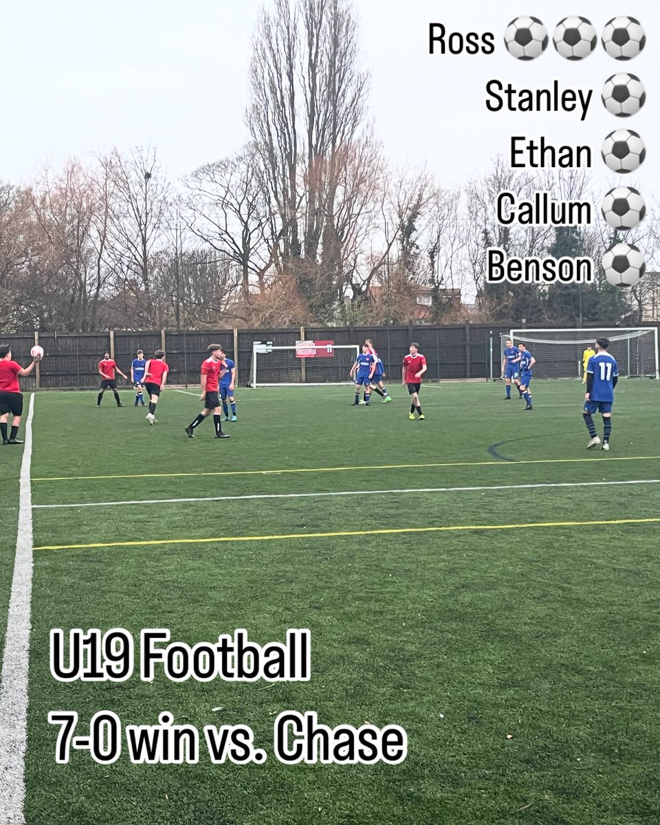 A solid afternoon for the U19 football boys who remain unbeaten in the league after winning 7-0 vs. Chase. Goals from Ross (3), Ethan, Callum, Stanley and Benson ⚽️