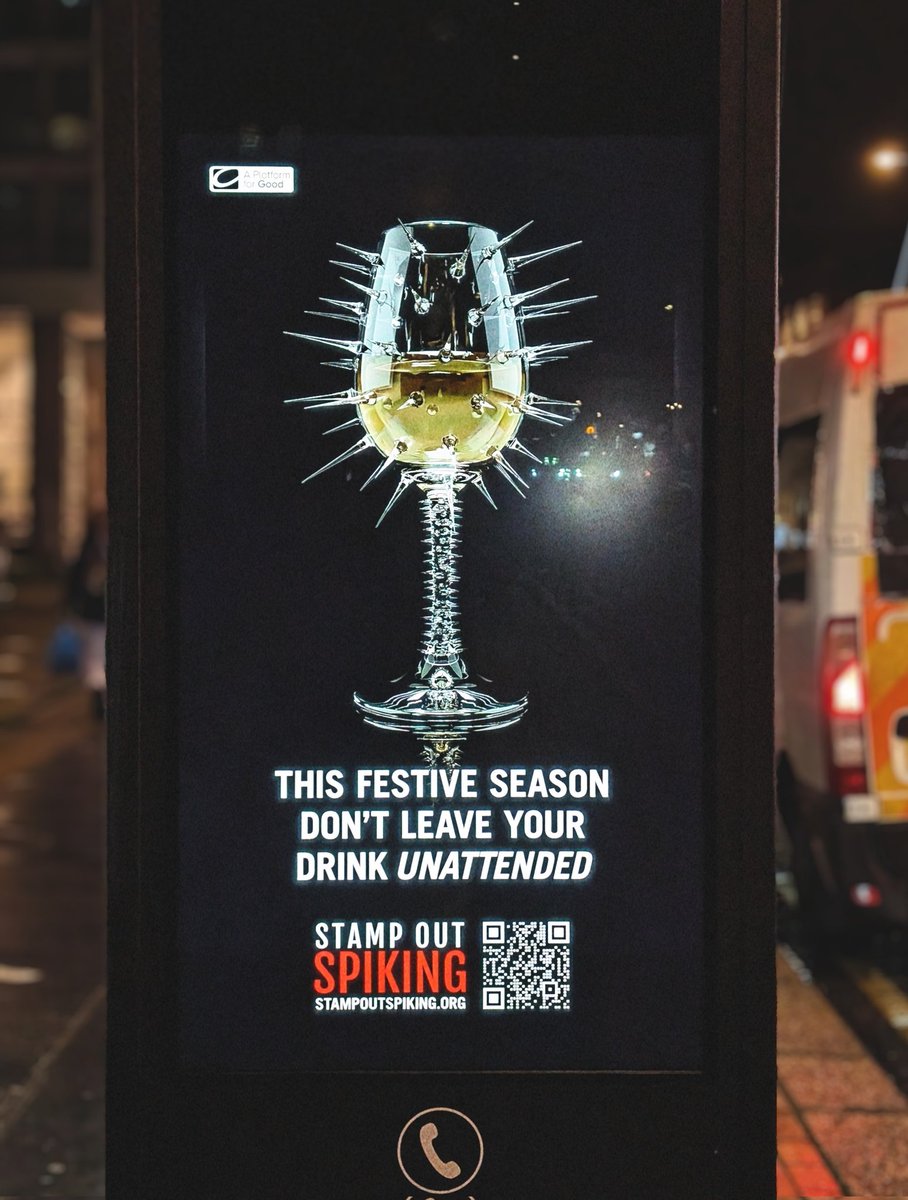 jadeblueLDN's tweet photo. Spotted @StampOutSpiking. It’s sad that this message needs to exist, but until spiking (and VAWG) are taken seriously, campaigns like this are vital. Bittersweet - pleased it’s out there, but wishing it didn’t have to be. https://t.co/aHKA9zqsoS