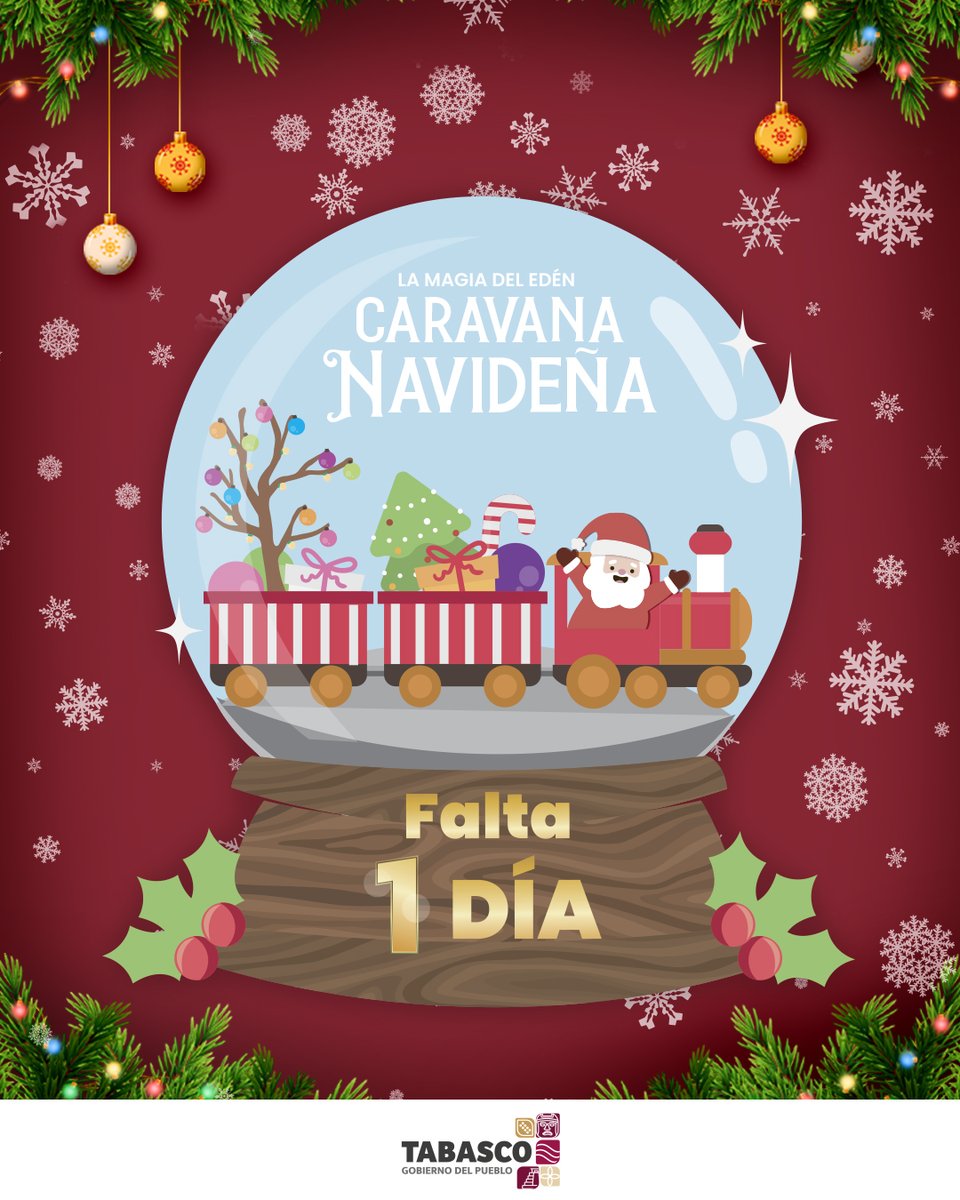 La Navidad está a la vuelta de la esquina ¡Y la Caravana Navideña también!

Falta solo un día para disfrutar juntos de un evento, organizado por el Gobierno del Estado, lleno de magia y diversión. ¡No faltes, la fiesta está por comenzar! 🎅🎶

#LaMagiaDelEdén