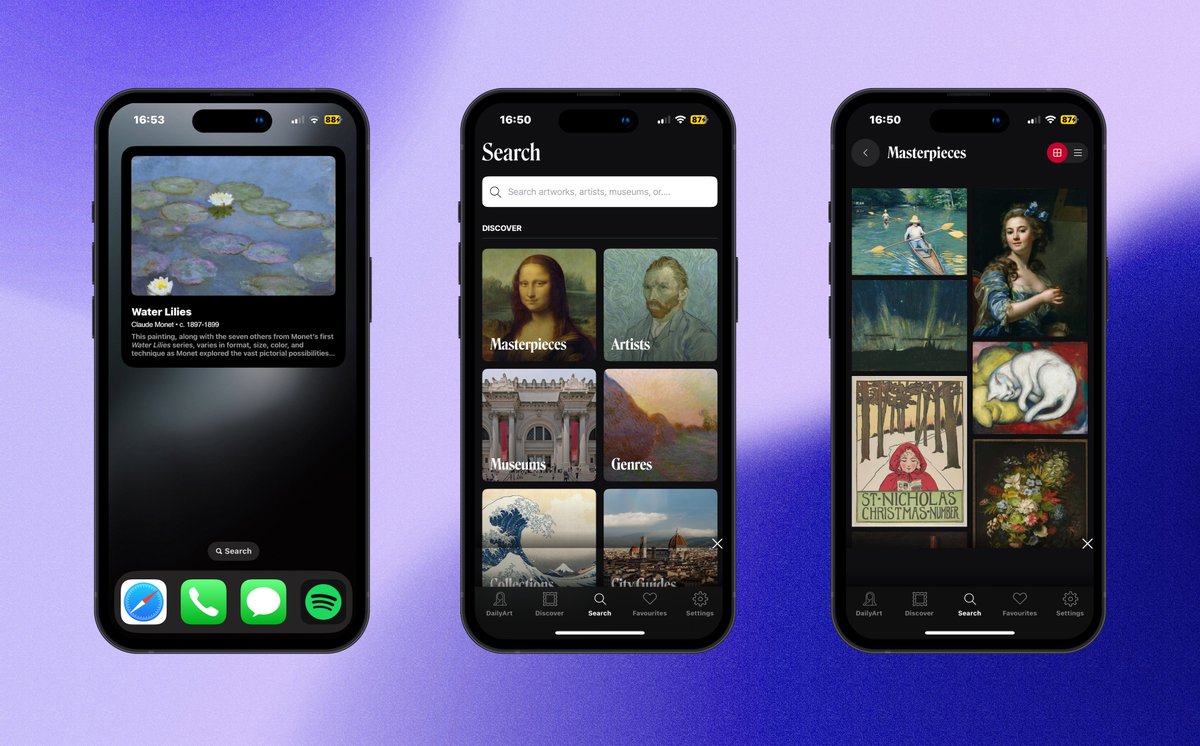 Daily Art — great art widget

apps.apple.com/us/app/dailyar…

A well made app with a super cute logo and great widgets — making this one of Apple's app winners of the year (Cultural).

It's ad supported though which is sort of annoying —£30 a year to unlock premium is a bit much for