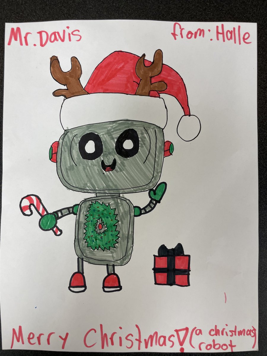 mtd1969's tweet photo. End of the term for robotics6. One student made me a robot Christmas card. #vexrobotics #meimiddle https://t.co/0usNHZI4SD