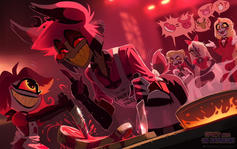 Alastor's such a tease! Of course it's animal meat.. Right? 🥩🥺