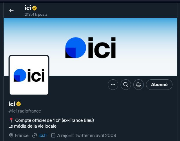 radio_scope's tweet photo. A peine un mois avant le changement de nom, France Bleu ne perd pas de temps. Le compte X de la radio vient déjà d'être rebaptisé "Ici" ! 
Idem pour les comptes de quelques locales (Ici Drôme-Ardèche et Ici Saint-Etienne Loire notamment) https://t.co/pPe4VWOOnP