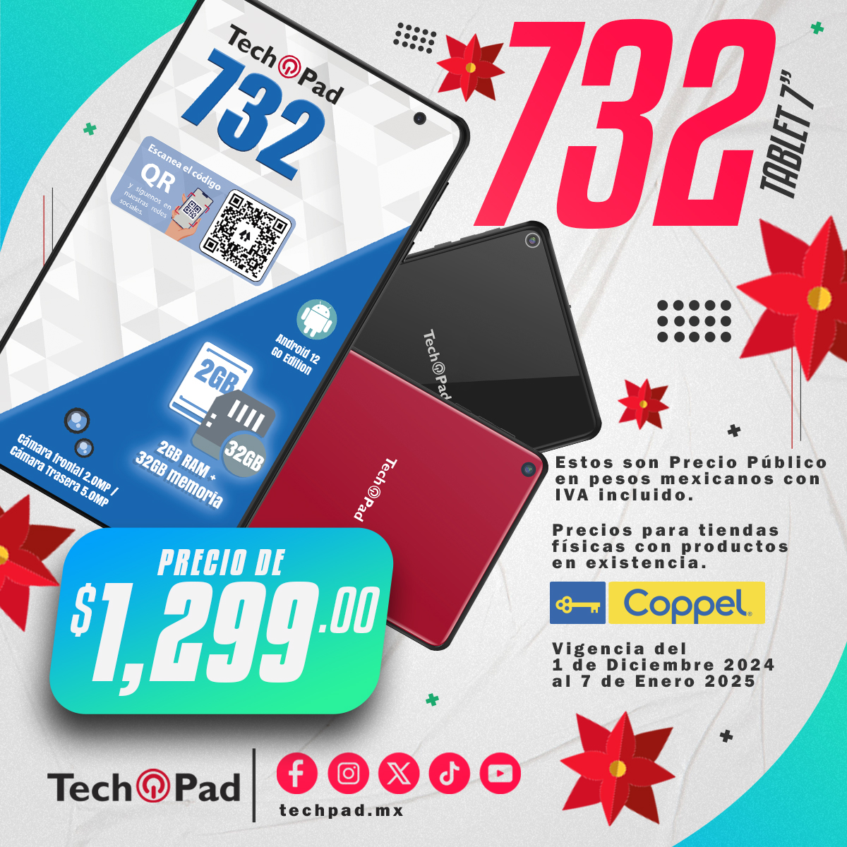 TabletsTechPad's tweet image. ¡Regala en esta Navidad una gran tablet!🤓🤩😎📱

Te invitamos a checar nuestra pagina;
techpad.mx

#Tablets #Techpad