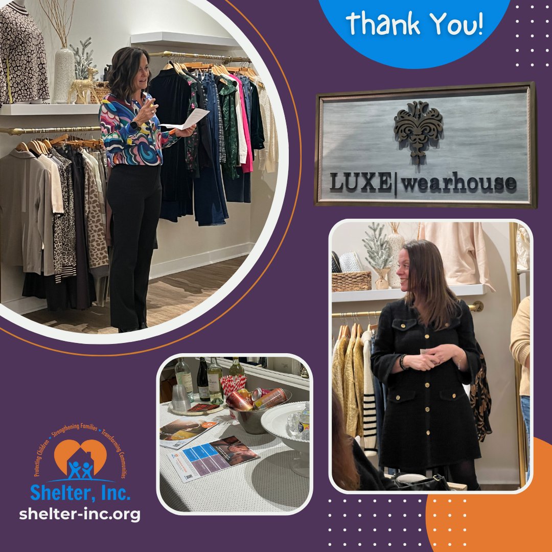 We are so grateful to our community partner, Luxe Wearhouse, for recently hosting a fantastic event and generously donating 15% of the proceeds to furthering Shelter's mission! We are thankful for their support and thrilled to be part of such an amazing community.