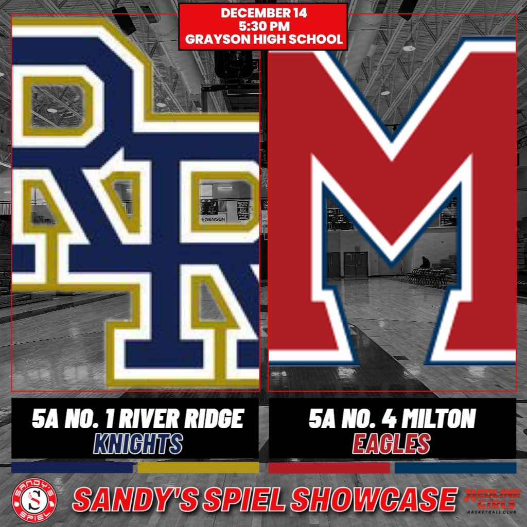 #SandysSpielShowcase
12.14 | Grayson | 5:30

🎟️: gofan.co/event/2517870?…

5A No. 1 <a href="/rrknightsgbb/">River Ridge Girls Basketball</a> 
‘27 <a href="/FinHoops_0/">Finley Parker 🏀</a> 
‘26 <a href="/MakRob14/">Makayla Roberson</a> 
‘26 <a href="/kylacantey3/">KylaCantey3</a> 
‘25 <a href="/SophiaPearl2025/">Sophia Pearl</a> 
‘25 <a href="/kkcleav41/">Kayla Cleaveland</a> 

5A No. 4 <a href="/MiltonGBBALL1/">Milton</a> 
‘25 <a href="/Londynw25/">londyn walker</a> 
‘25 <a href="/Zanajust/">Zana Justice</a> 
‘25 <a href="/Chass_mc07/">Chassity Mccammon</a> 
‘26 <a href="/carolineyo72253/">carolineyoung2026</a>