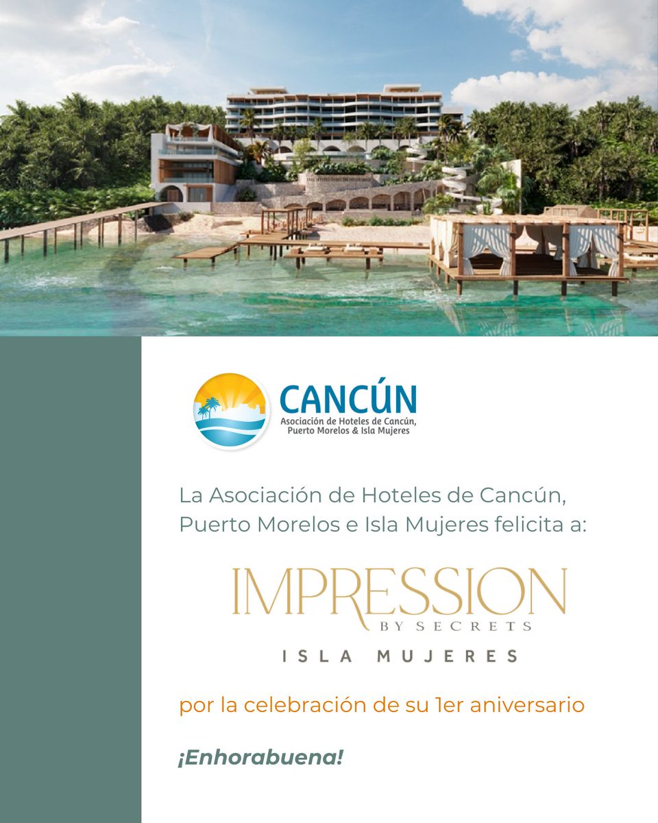 Felicitamos a Impression Isla Mujeres by Secrets por la celebración de su primer aniversario. ✨
Deseamos que este sea solo el comienzo de un viaje lleno de éxitos, reconocimientos y momentos inolvidables. 🥂

<a href="/SecretsIsla/">Impression Isla Mujeres by Secrets</a>