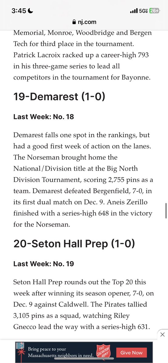 DemarestNv's tweet photo. Check out Demarest boys bowling coming in as The 19th ranked team in the recent State Top 20 boys bowling rankings. @BigNorthConBNC @bcarrnjsports1 @BSabatiniNVD @NVRHS_NJ @JennyJurjevic @NJTags13 @VarsityAces https://t.co/dtOdoTnnZO