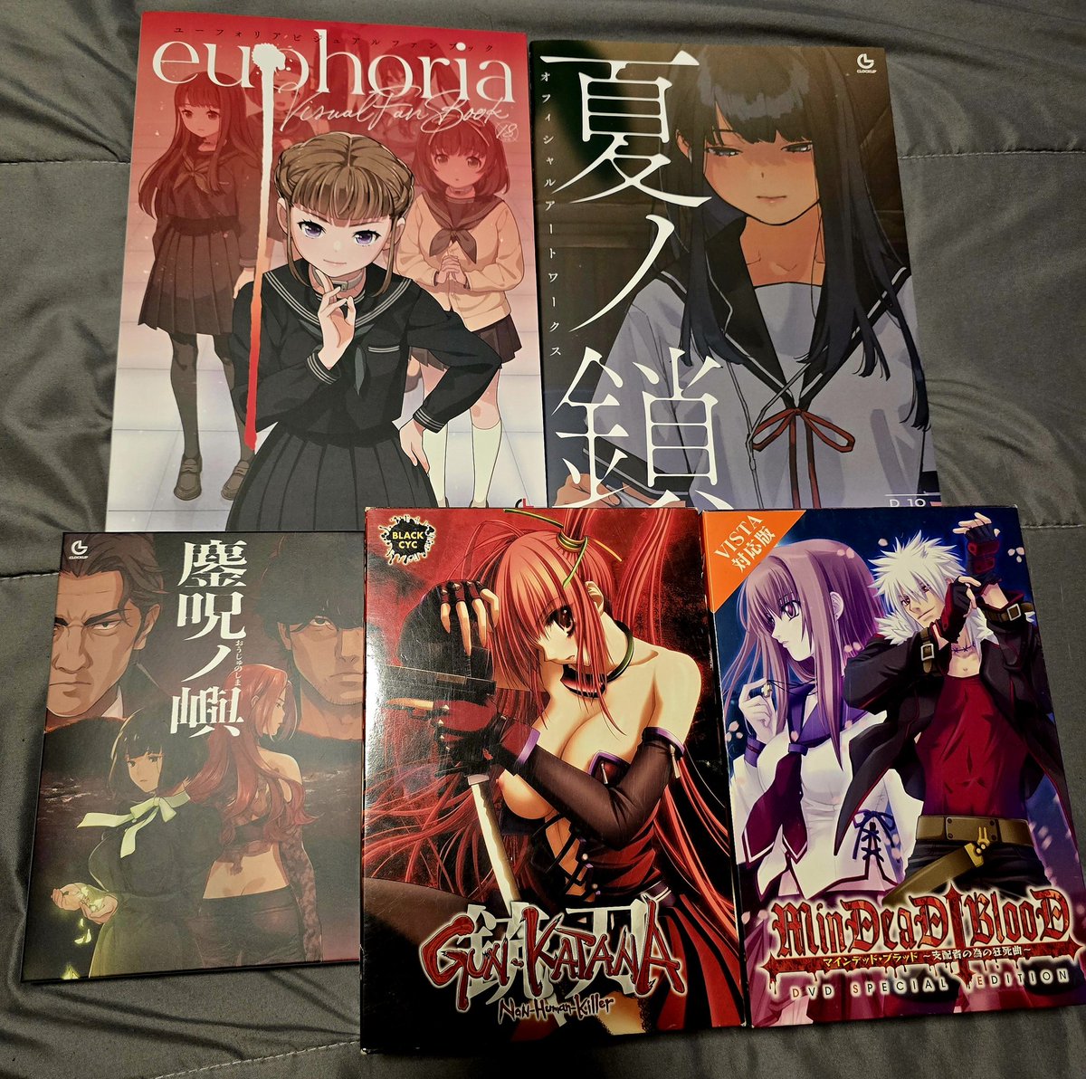 glitchmech's tweet photo. Got some new CLOCKUP and Black Cyc stuff.

euphoria visual fanbook
Natsu no Kusari official artworks
Ouju no Shima
GUN-KATANA
MinDeaD BlooD https://t.co/hiJgqpbPBK