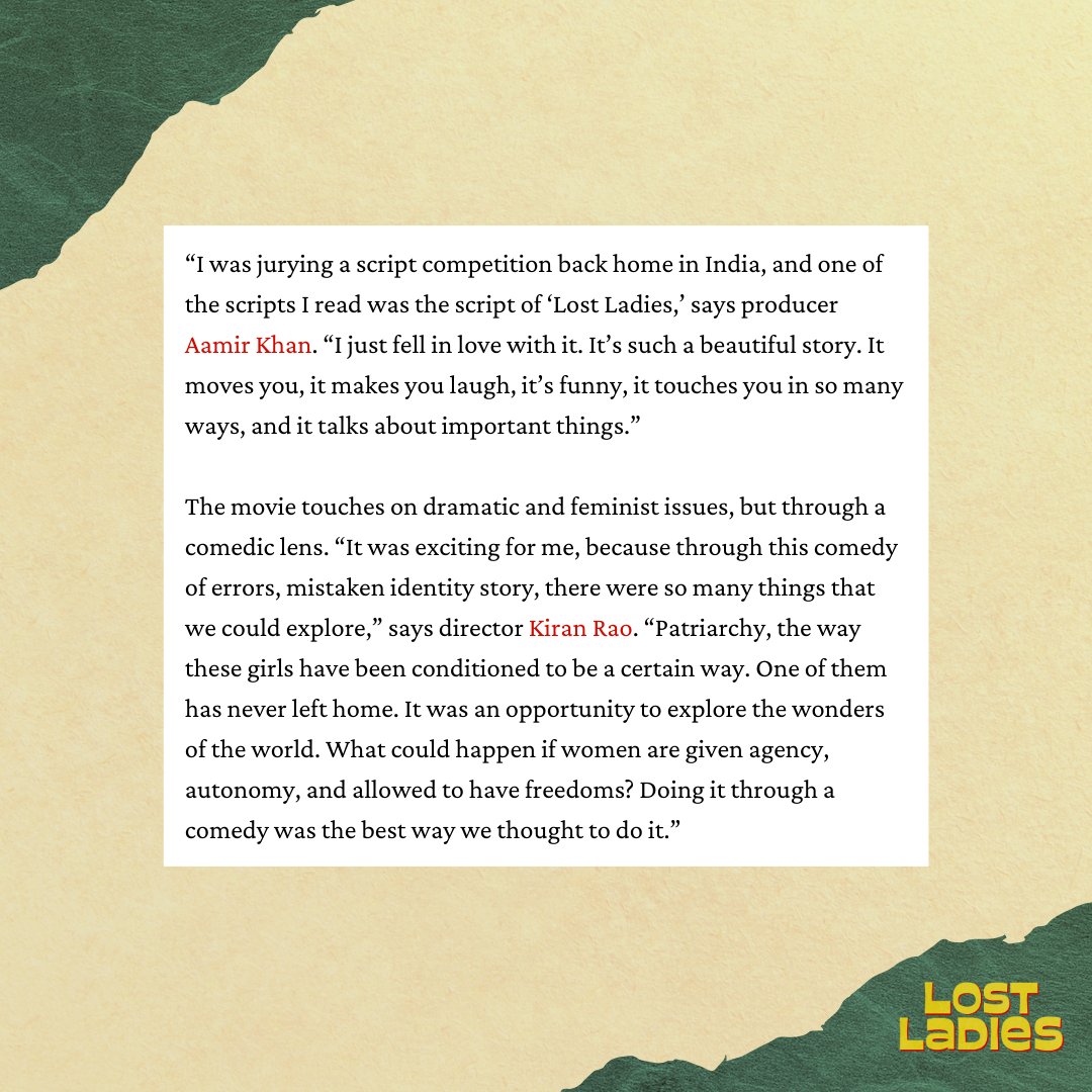 LostLadiesFilm's tweet photo. 🌸✨In this in-depth interview, director @raodyness and producer #AamirKhan share the creative journey behind #LostLadies. Catch the full conversation with @GoldDerby below and discover why Lost Ladies is capturing hearts worldwide. 🌸✨ #FYC #Oscars2025 #KiranRao https://t.co/sfm7DEwu2a