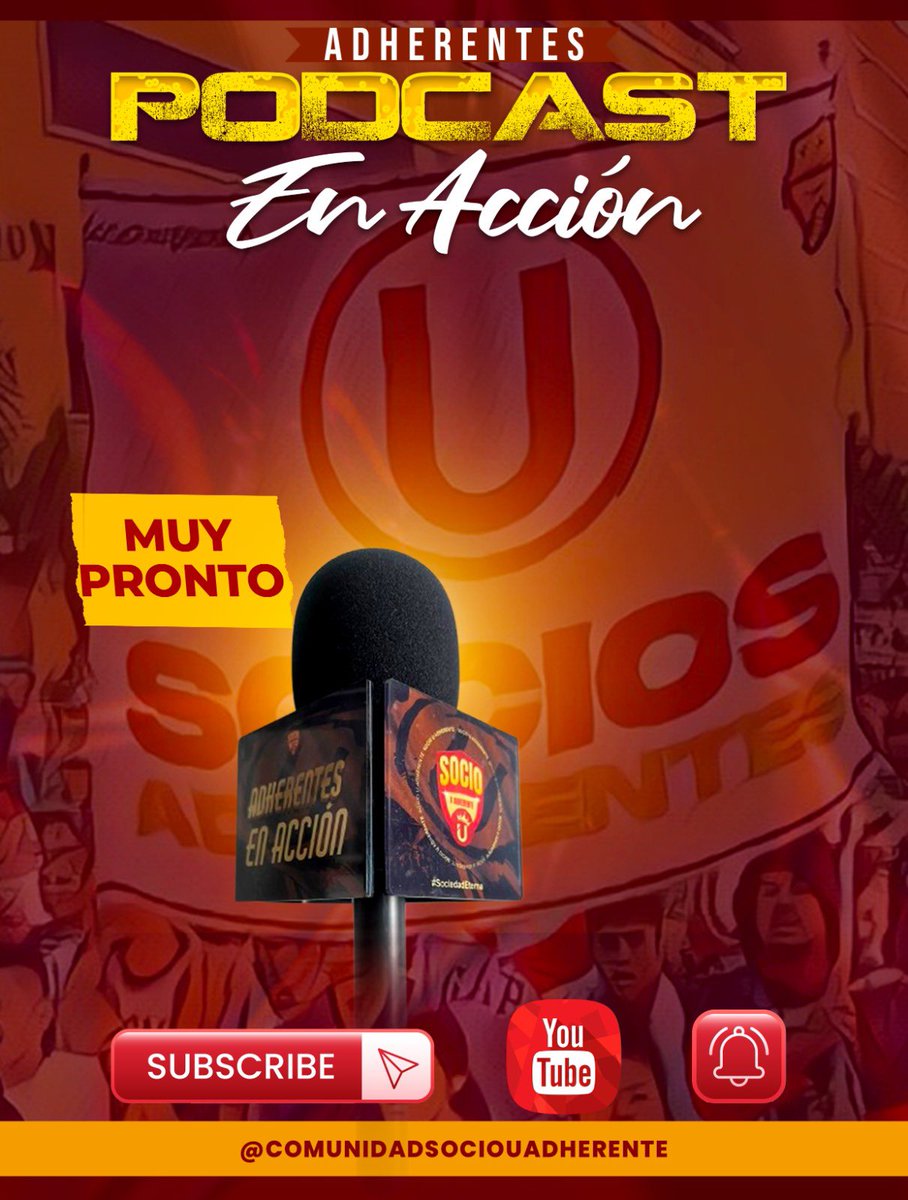 ¡𝐀𝐭𝐞𝐧𝐜𝐢ó𝐧, 𝐂𝐨𝐦𝐮𝐧𝐢𝐝𝐚𝐝! 🫡

Los invitamos a suscribirse al canal oficial de YouTube, dónde muy pronto estrenaremos *“ADHERENTES EN ACCIÓN”,un programa creado especialmente para ustedes, nuestra gran familia crema. 🫶🎤👏

➡️ youtube.com/@SocioUAdheren…