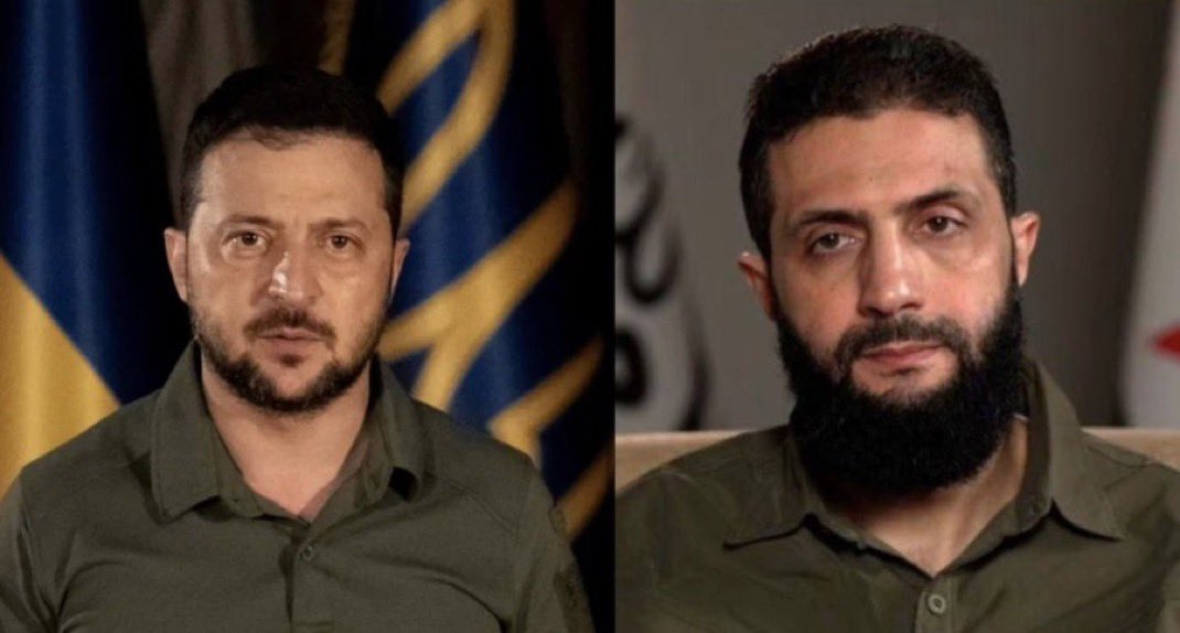 Volodomir Zelesnki y Mohammad Al-Jolani no sólo tienen el mismo modista, si no también el mismo manager...