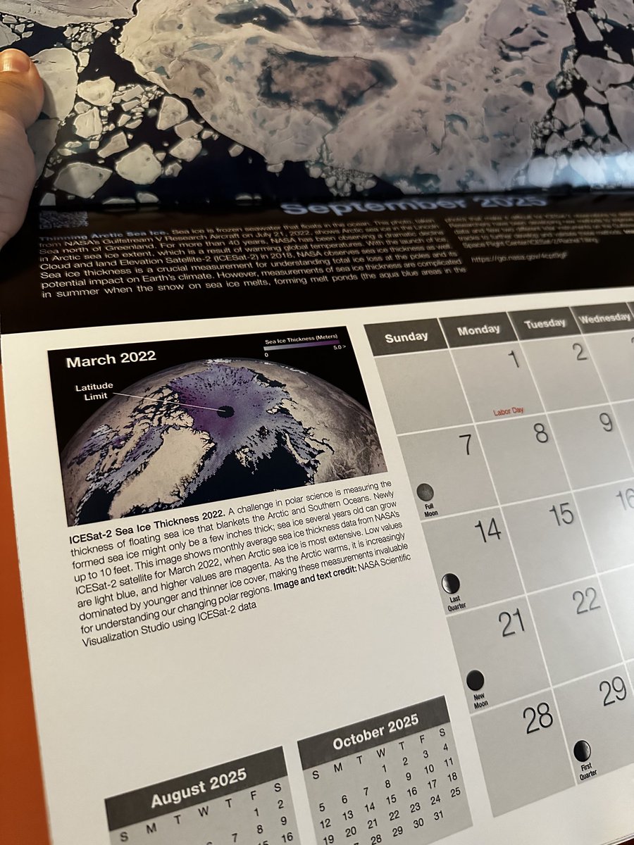 My winter Arctic sea ice thickness data made it in to the NASA 2025 calendar, a real honor! You can grab the fresh data here if ya want: nsidc.org/data/is2sitmog…