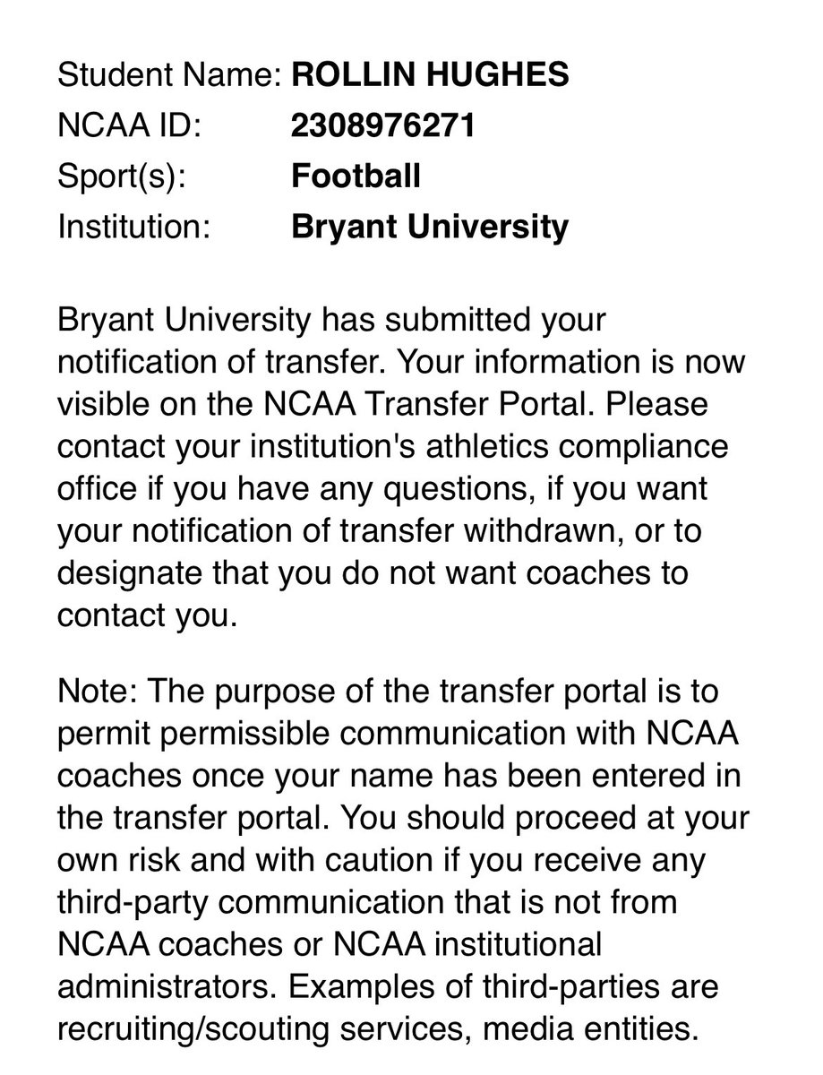 Rollin Hughes (@hughes_rollin) on Twitter photo Officially In Transfer Portal with 4 years of eligibility left.
FCS Transfer Lefty Punter/Kicker
YouTube link: m.youtube.com/watch?v=XYpTxU…
<a href="/Coach_MThompson/">Matt Thompson</a> <a href="/Hunterh24/">Hunter Holmes</a> <a href="/ThePuntFactory/">Aaron Perez</a> Officially In Transfer Portal with 4 years of eligibility left.
FCS Transfer Lefty Punter/Kicker
YouTube link: m.youtube.com/watch?v=XYpTxU…
<a href="/Coach_MThompson/">Matt Thompson</a> <a href="/Hunterh24/">Hunter Holmes</a> <a href="/ThePuntFactory/">Aaron Perez</a>