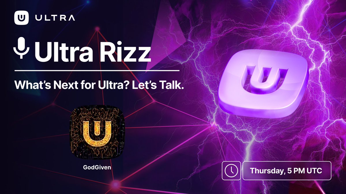Ultra_io's tweet photo. #UltraRizz is back tomorrow with a session you canโt miss! ๐ฅ
The one and only @UltraGodGiven is joined by special guests to talk all things Ultra.
๐
Tomorrow at 5 PM UTC - mark your calendars!
Oh, and did we mention? This oneโs on video. ๐
https://t.co/d2Z1qVxHjE https://t.co/upFkAxJP2K