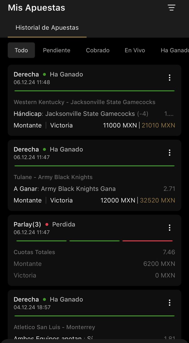 maquinadeverdes's tweet photo. Así se ve mi historial de apuestas de este mes Diciembre 👇🏻🤩👇🏻 

Voy 9-2 en mi canal GRATUITO con una utilidad de +119,800 mxn !! Y además en mi VIP traemos una utilidad de +109.45U 

Mis clientes, mis seguidores y su servidor NO NOS CANSAMOS DE GANAR ESTE MES y voy a ir por absolutamente TODO, QUEREMOS MUCHO MÁS!! 👨🏻‍🍳🔥🔥👨🏻‍🍳 

ANDO BIEN FELIZ ASÍ QUE HAGAMOS UNA TRANSFERENCIA DE $10,000 MXN + OTRA DE $10,000 MXN del sorteo que debía. APROVECHA AHORITA, AQUÍ SE VAN 2 GANDORES CON CHINGO DE FERIA 🔥