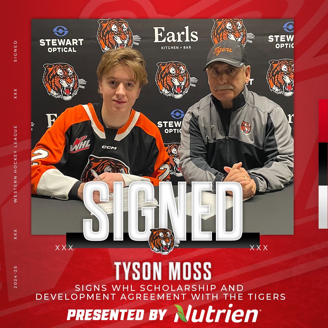 Western Hockey League (@thewhl) on Twitter photo The <a href="/tigershockey/">Medicine Hat Tigers</a> have announced they've signed blueliner Tyson Moss to a WHL Scholarship and Development Agreement.
Moss, 17, joins the Tabbies from the BCHL's Victoria Grizzlies.
📝 | tinyurl.com/mrysenv6 The <a href="/tigershockey/">Medicine Hat Tigers</a> have announced they've signed blueliner Tyson Moss to a WHL Scholarship and Development Agreement.
Moss, 17, joins the Tabbies from the BCHL's Victoria Grizzlies.
📝 | tinyurl.com/mrysenv6